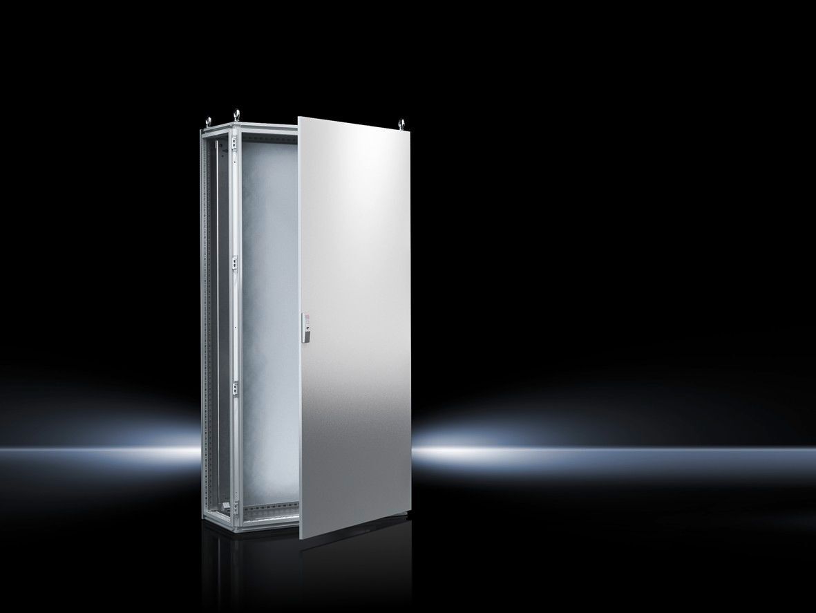 TS Bayed enclosure system, WHD: 800x1800x500 mm, carbon steel, with mounting plate, single door at the front