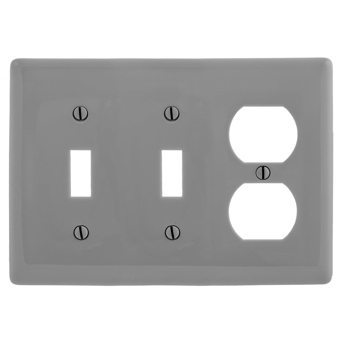 Wallplates, Nylon, 3-Gang, 2) Toggle, 1) Duplex, Gray