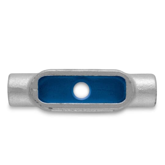 Series 35 T Style 1/2 Inch Conduit Body, Body Material Malleable Iron, Finish Zinc Plating with an Aluminum, Acrylic Coating for Use with Rigid/IMC Conduit