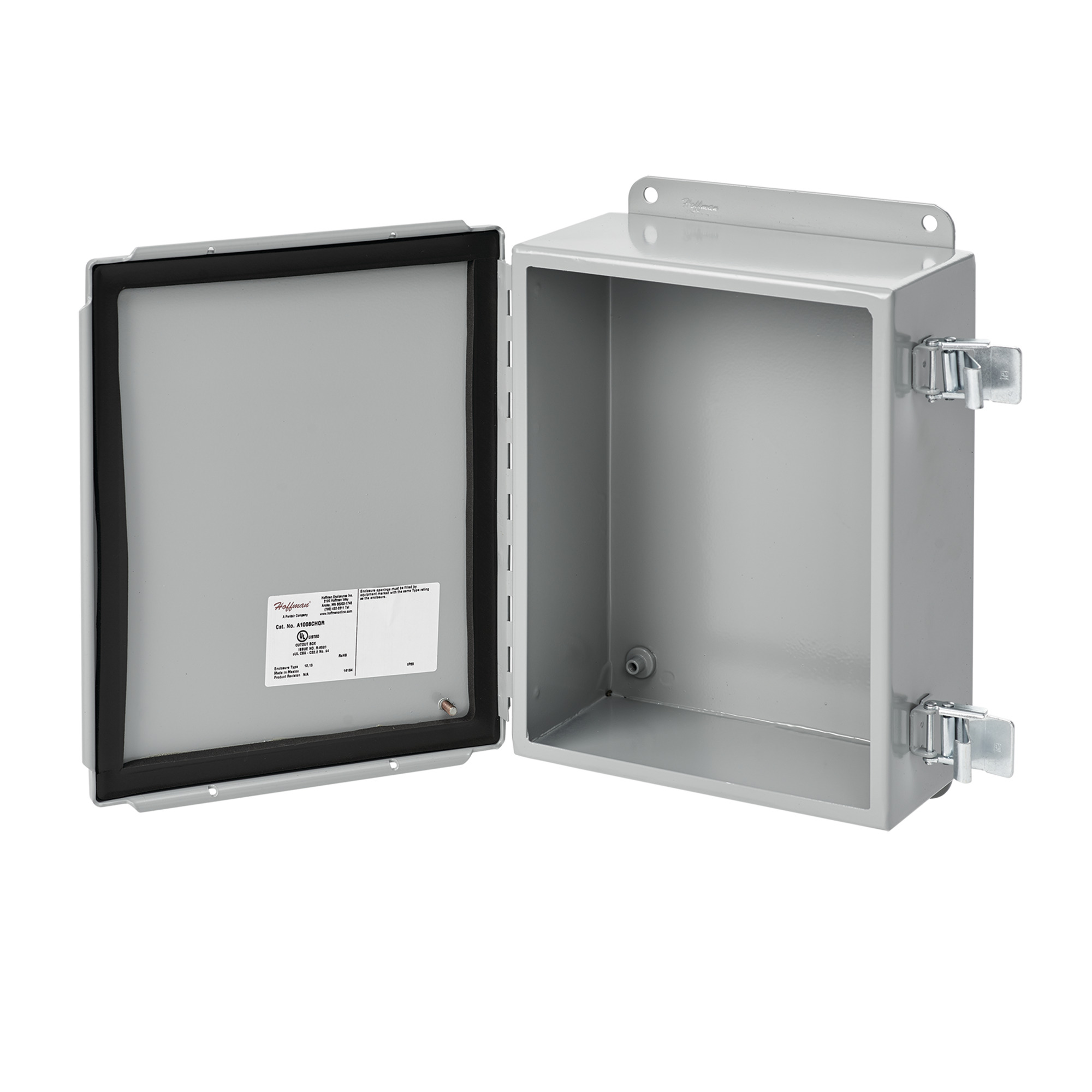Continuous Hinge Enclosure Quick-Release Latch Type 12, 6x6x4, Gray, Mild Steel