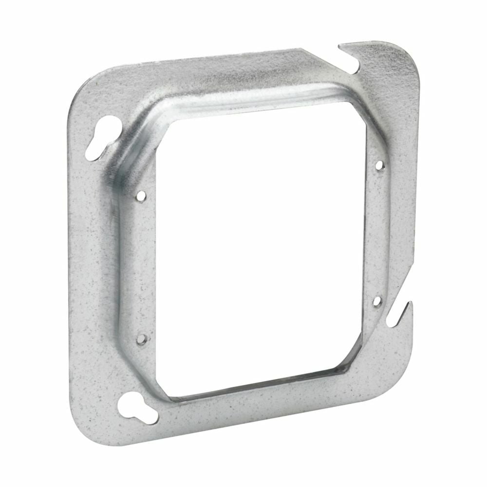 Eaton Crouse-Hinds series Square Cover, 4-11/16", Natural, Raised surface, two device, Steel, 1/4" raised, 3.0 cubic inch capacity