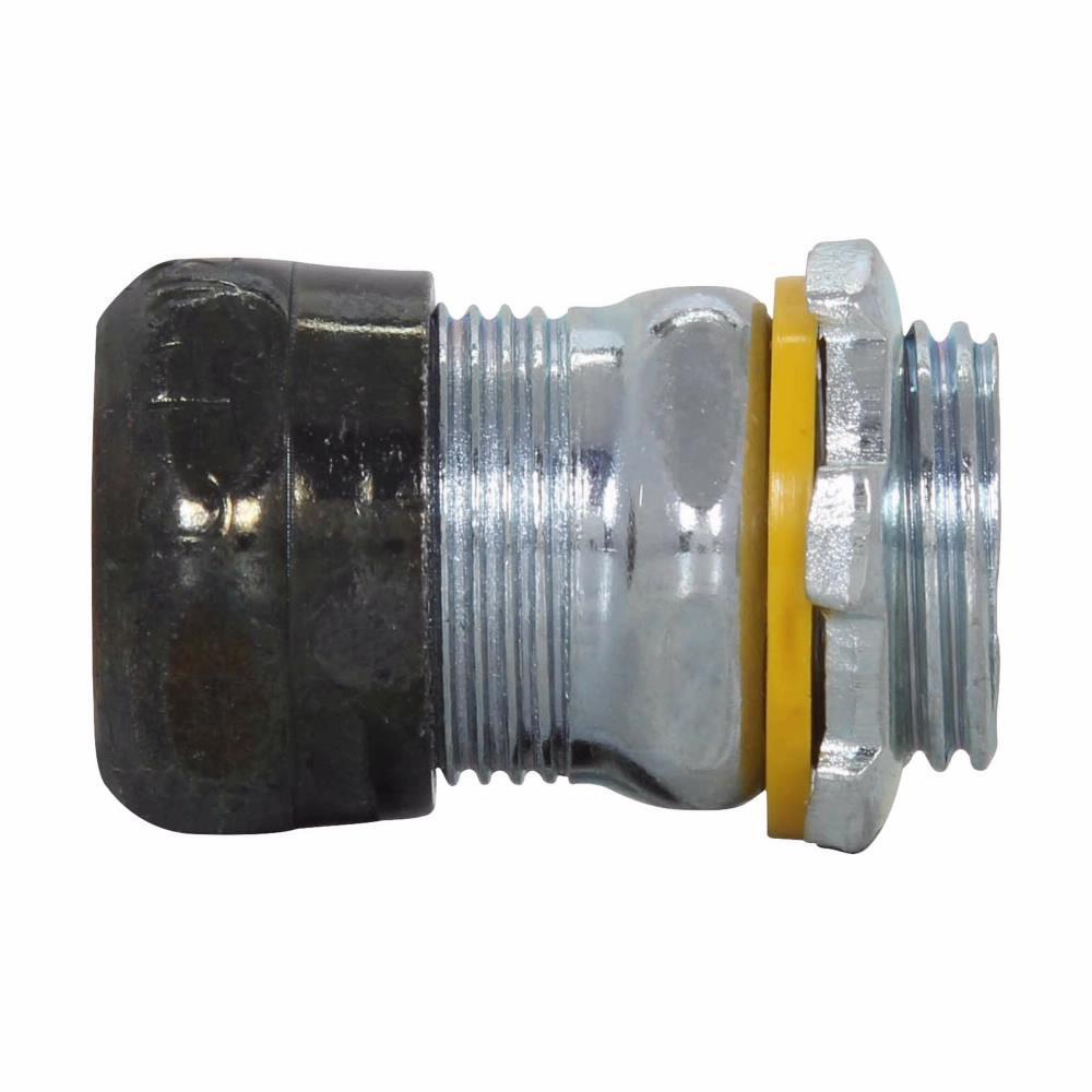 651RT Non-Insulated Raintight Straight Compression Connector, 3/4 in Trade, Steel, Zinc Plated