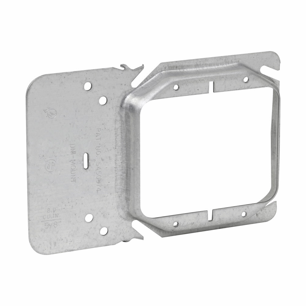 Eaton Crouse-Hinds series Uni-Mount Cover, 4", Raised surface, Steel, Two-gang, 3/4" raised, 9.0 cubic inch capacity