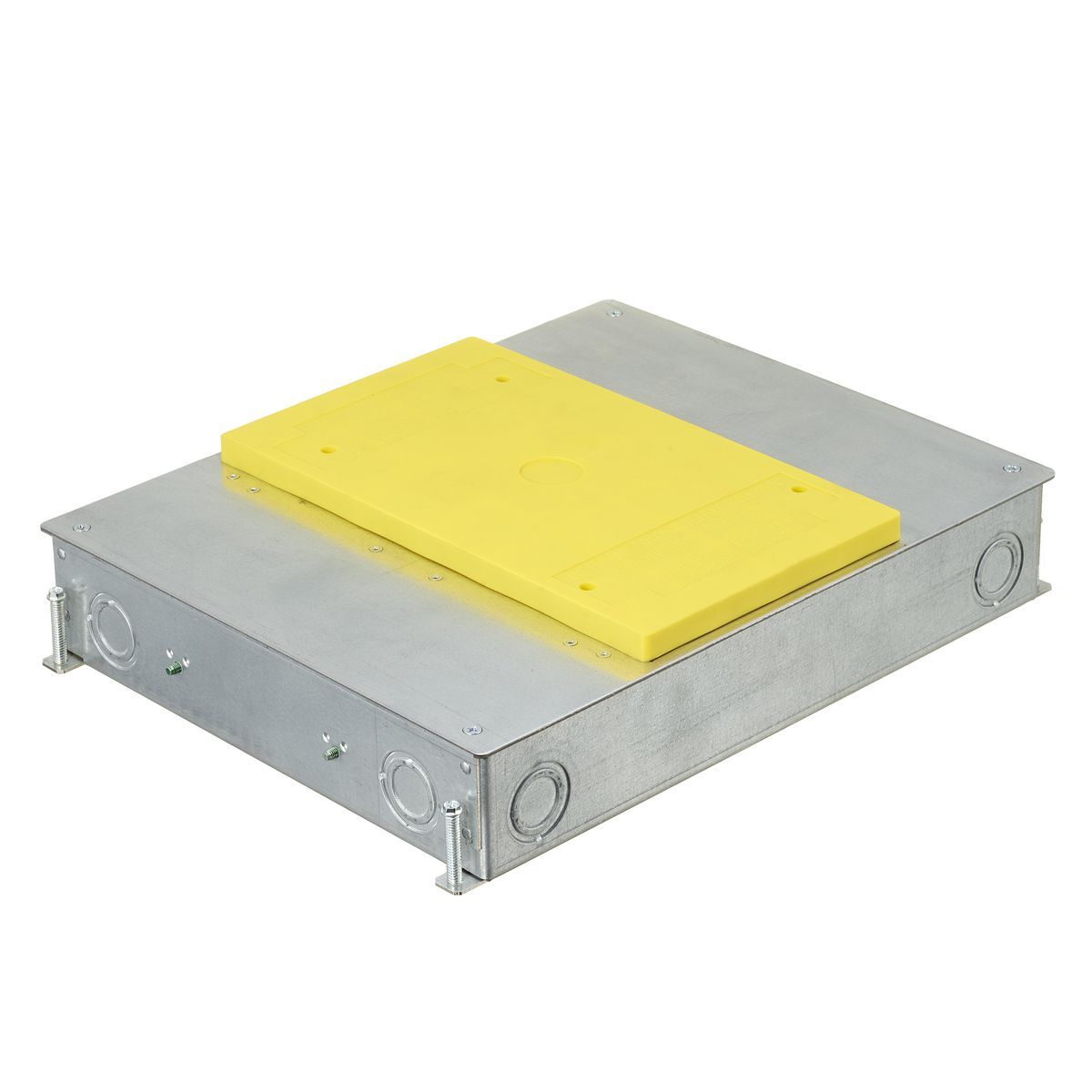 SystemOne ETERNAL Series Concrete Floorboxes, Galvanized Stamped Steel Box, Recessed, 4-Gang CFB E-Series Box for Rectangular Covers, 2.50" Minimum Depth of Pour
