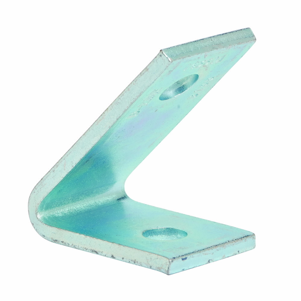 Eaton B-Line series closed angle, 1.62" H x 4.48" L x 2.35" W, Steel, DURA GREEN, 1/4" Gauge, Two hole closed angle, 45 deg