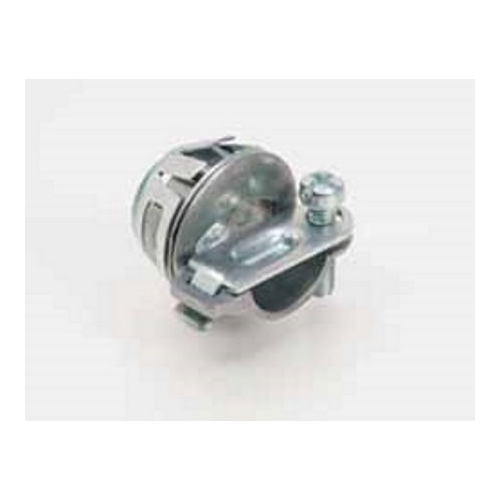 Snap-In NM connector, Strap, Single Screw, Zinc Die Cast, Oval Cable, Size K.O. 1/2 Inch.