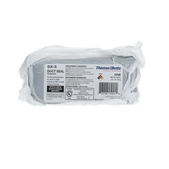 Duct Seal Compound, (5) 1 pound packages. To Seal openings from air, dust or water around EMT or rigid conduit raceway.  Not to be used for electrical insulation applications.
