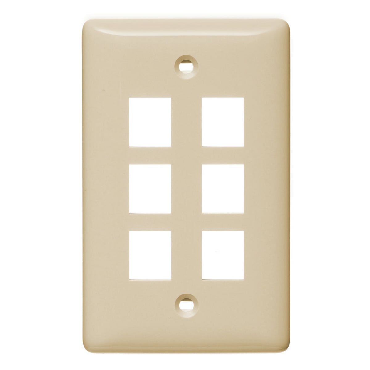 Plate, Wall, Label-Less, 1-Gang, 6- Port, Light Almond