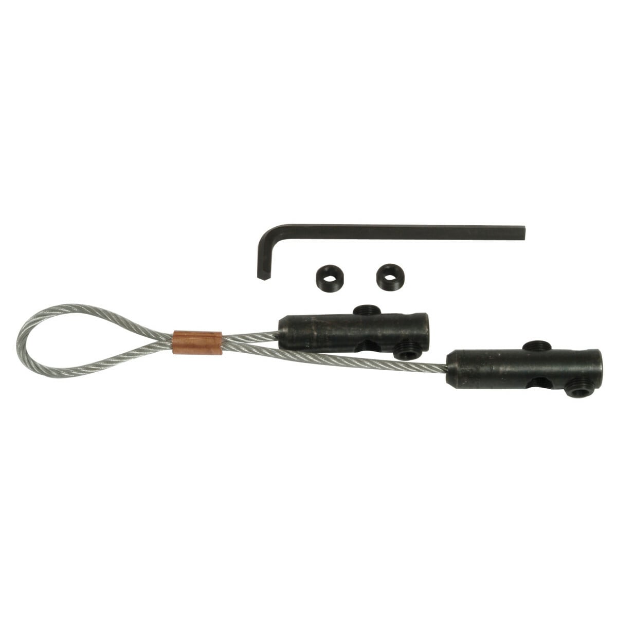 Use to pull in 2 IN (50.8 mm) or larger conduit.     Type of grip: Flexible eye 1/4 IN (6.4 mm-629) (6.3 mm-504) diameter galvanized steel aircraft cable connected to 2 cable receptacles with 5/8 IN (15.9 mm) diameter opening and 2 clamping set screws.     Select pulling grips with a maximum-rated capacity that meets or exceeds the cable puller's maximum pulling force.     Minimum cable diameter is 3/8 IN.