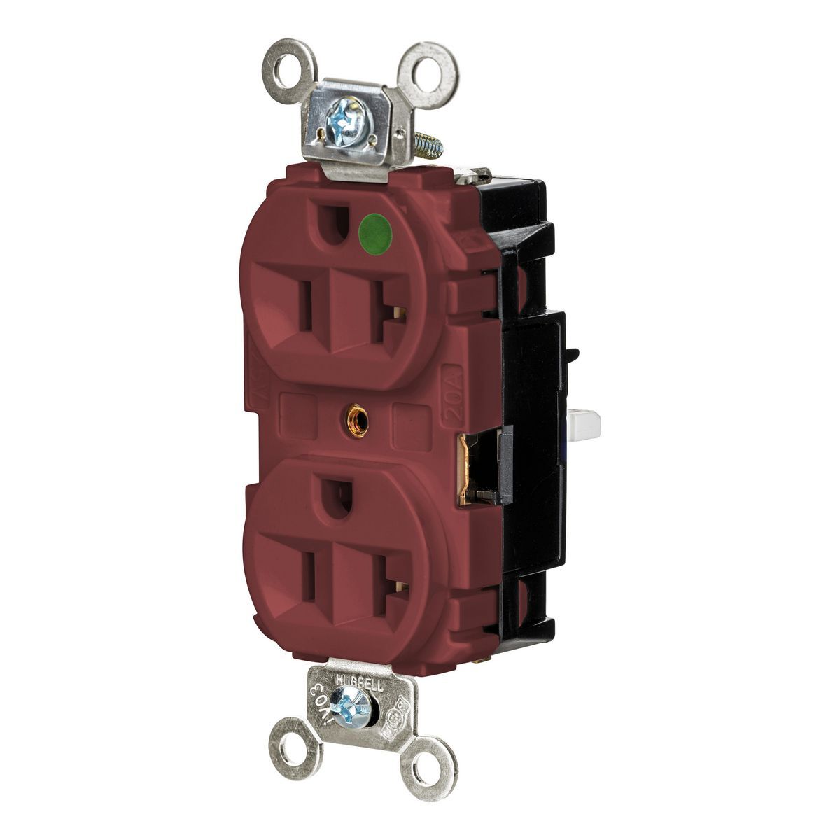 Straight Blade Devices, EdgeConnect, Duplex Receptacle, Hospital Grade, 2-Pole 3-Wire, 20A 125V, 5-20R, Screwless Terminal, Red
