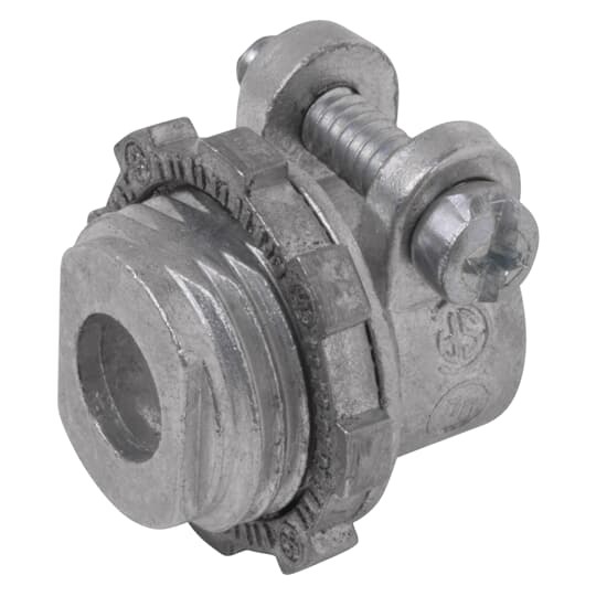 Connector, Straight Squeeze-Type, Size 2 Inches, Clamping Range 2.12 Inches - 2.47 Inches, Length 2.54 Inches, Die Cast Zinc