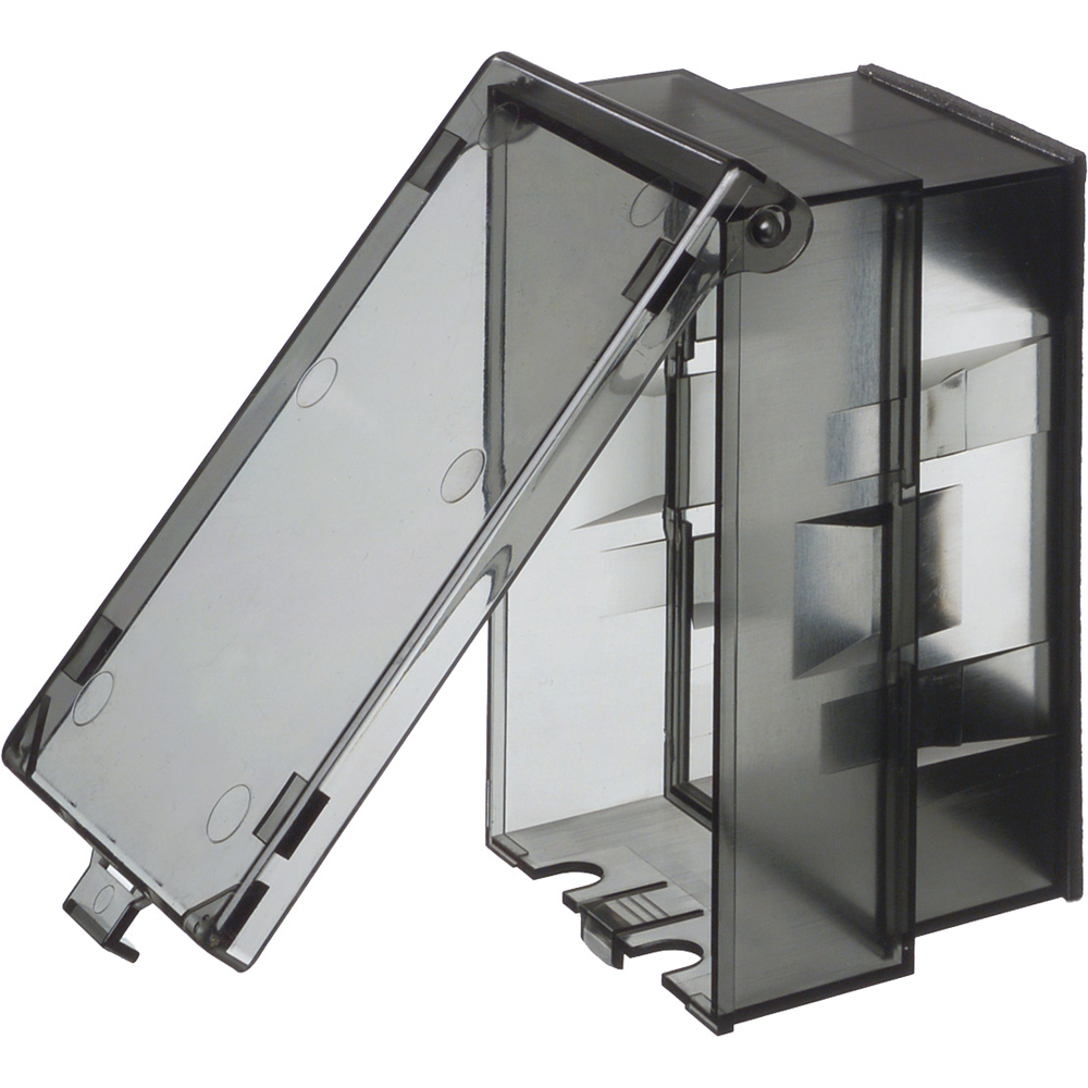 1 Gang Low Profile, IN and OUT cover for new and existing construction. Weatherproof in-use. Meets extra-duty code requirements when cord is plugged in. UV rated plastic. Horizontal. Color - Clear.