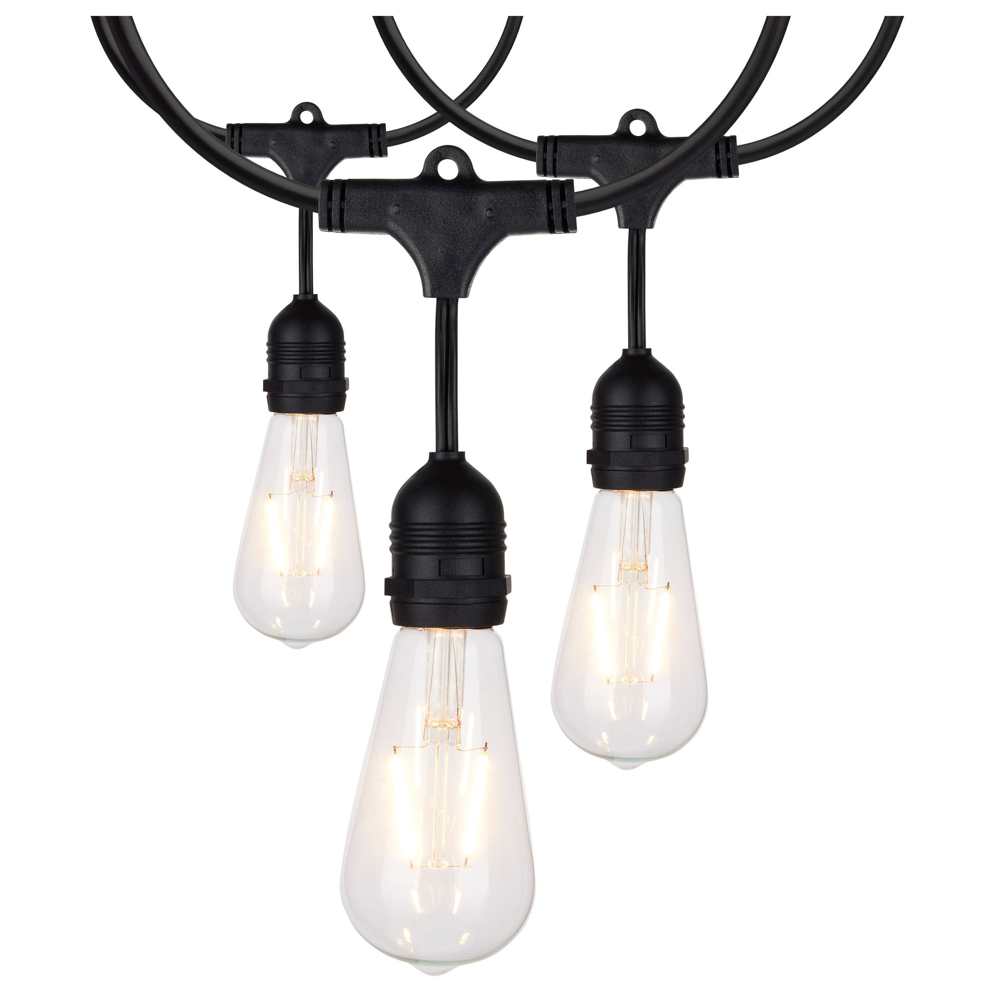 24-Foot LED String Light Fixture with 12 Vintage ST19 Lamps - 120 Volts
