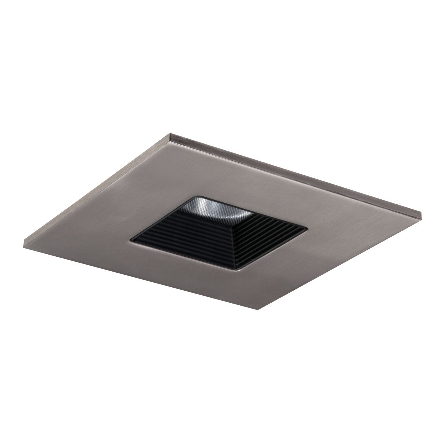 4" LED Trim, Square Baffle Trim with Solite(R) Regressed Lens, Black Baffle, Satin Nickel Ring, Shower Rated