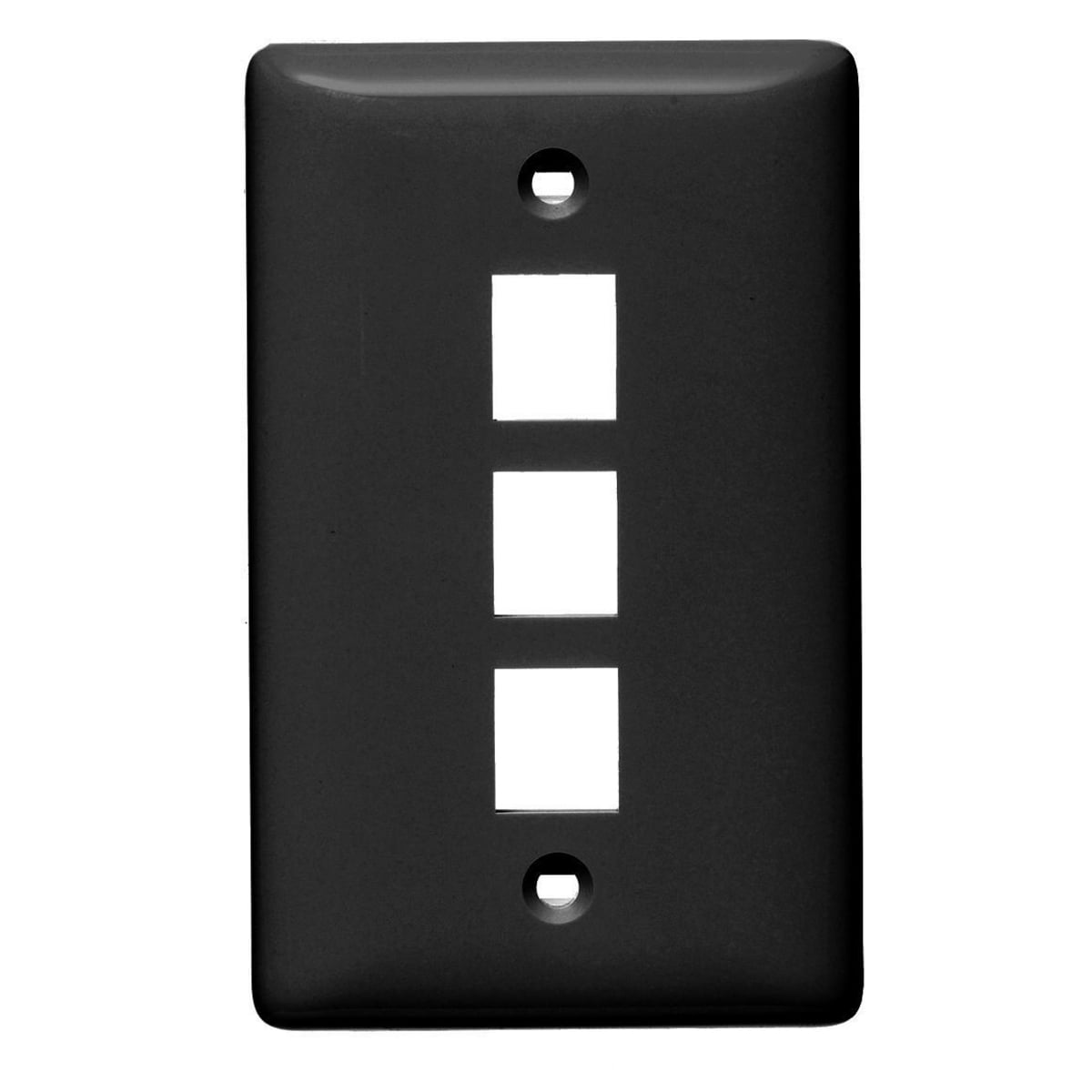 Plate, Wall, Label-Less, 1-Gang, 3- Port, Black