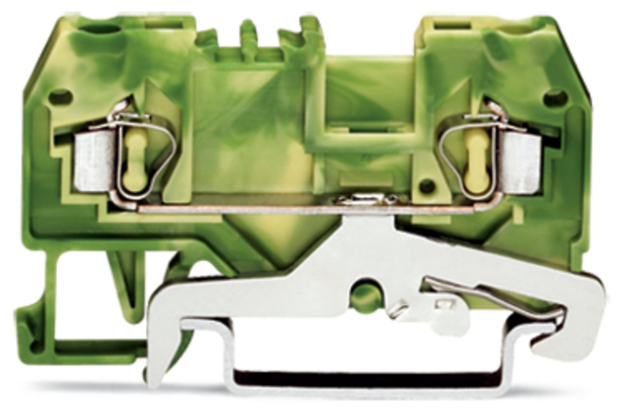 2-conductor ground terminal block; 2.5 mm; center marking; for DIN-rail 35 x 15 and 35 x 7.5; CAGE CLAMP; 2,50 mm; green-yellow