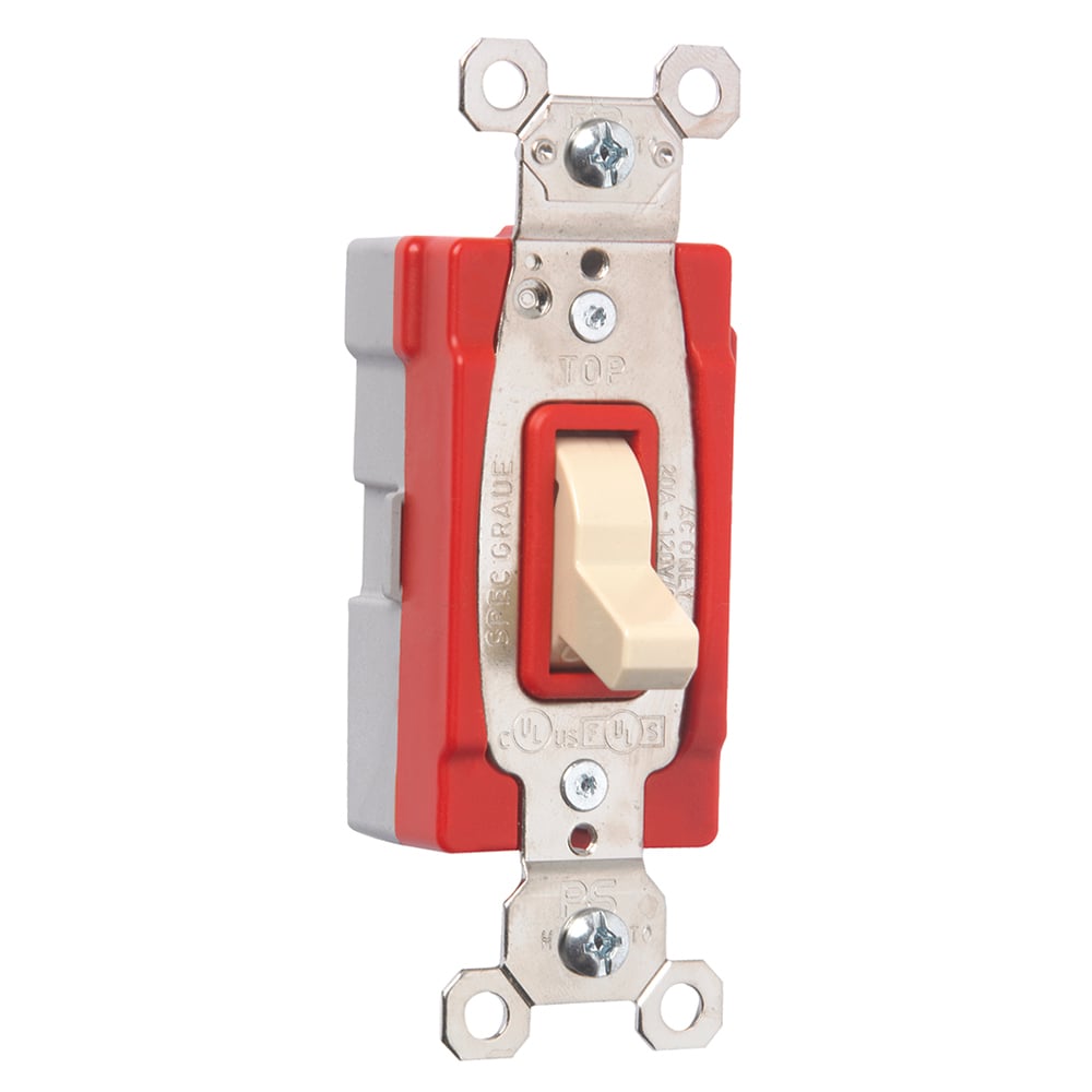 Single Pole Illuminated Toggle Switch, 20amp 120/277volt, Ivory