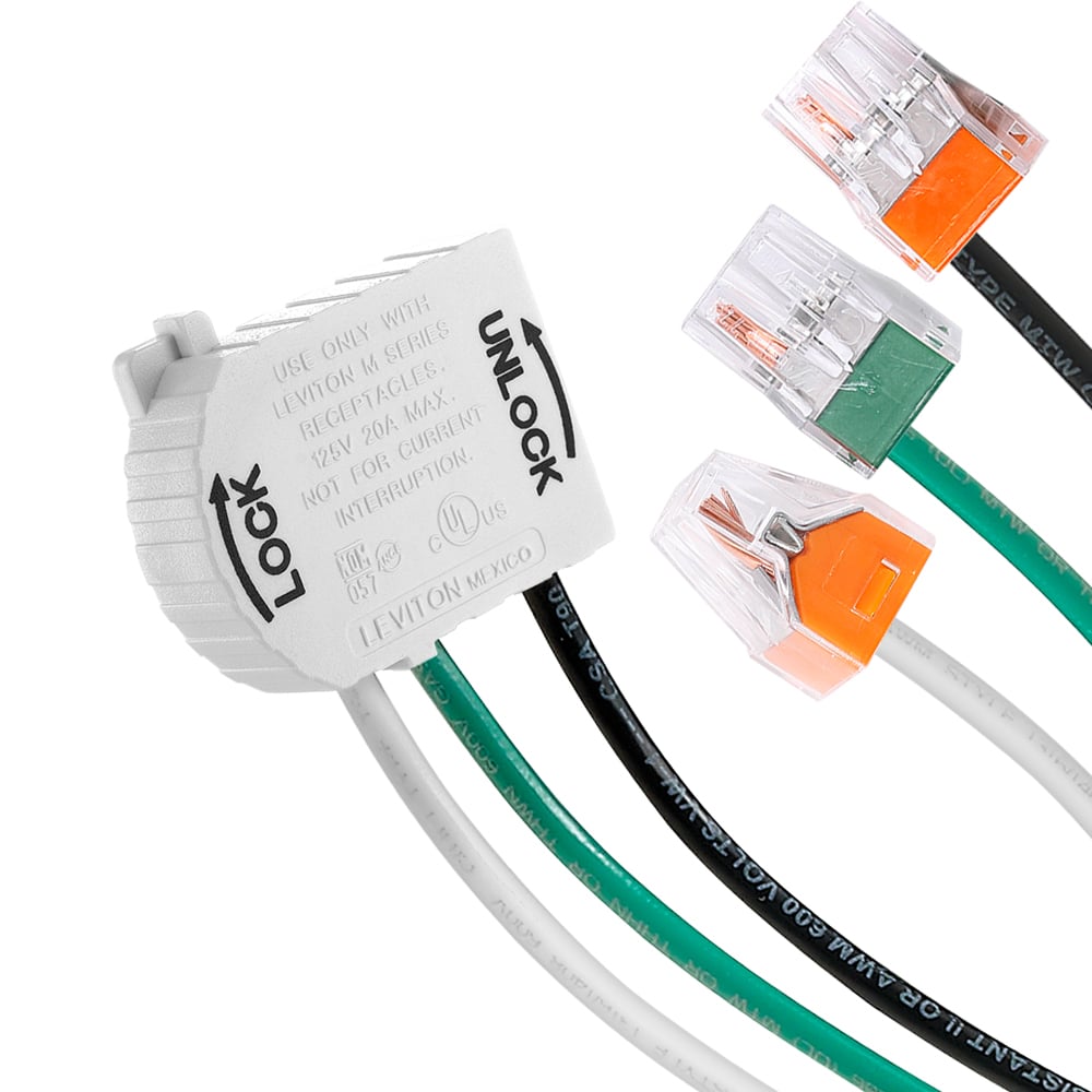 20-Amp, 125 Volt, Right Angle Wiring Module For Lev-Lok Receptacles, White