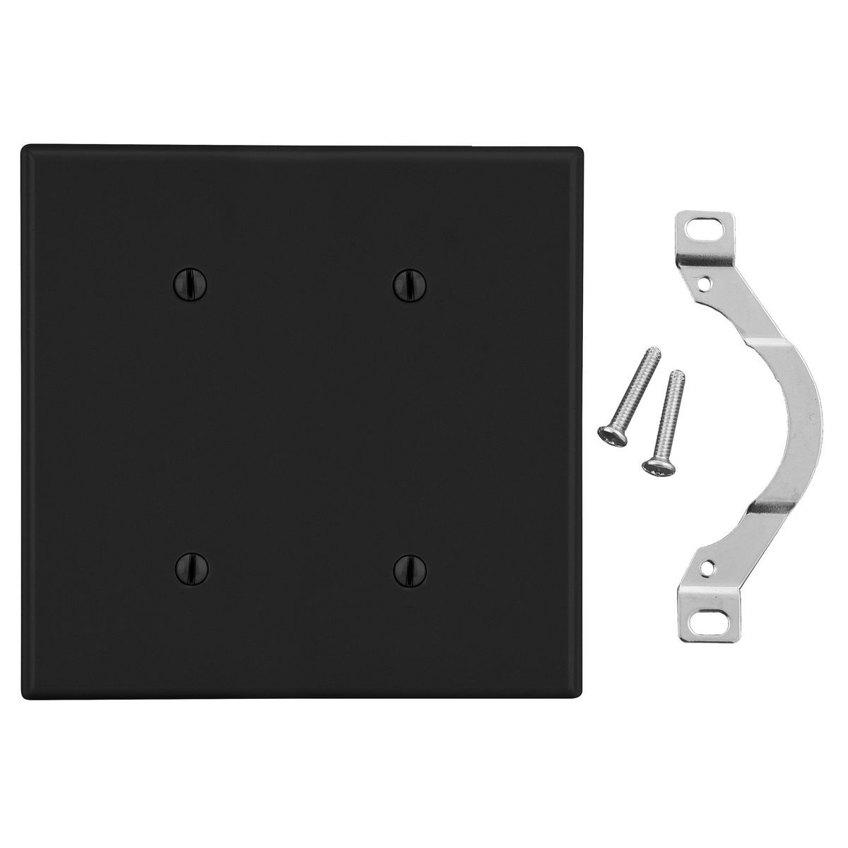 Wallplate, 2-Gang, 2 Strap  Mount Blank, Black