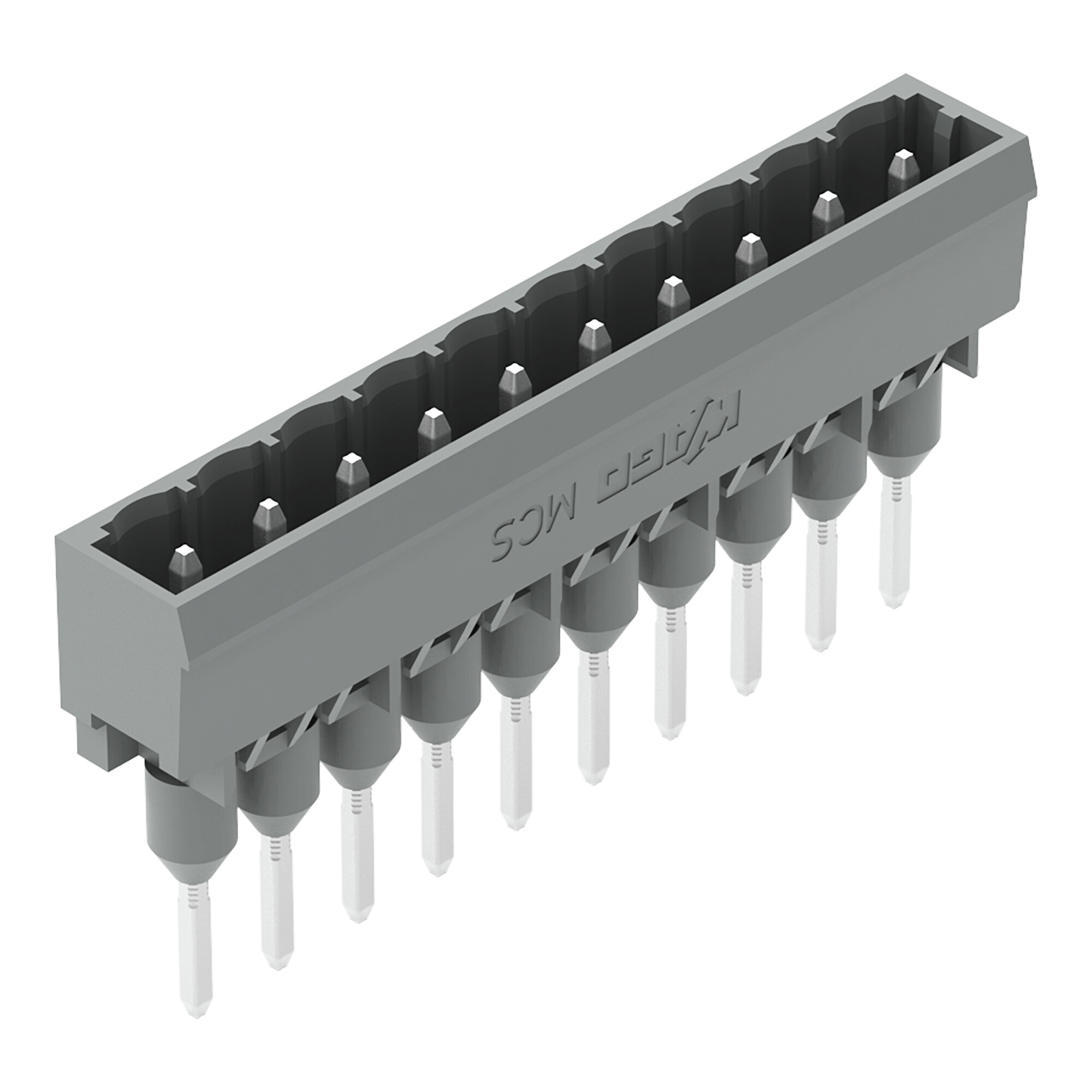 Male connector for rail-mount terminal blocks; 1.2 x 1.2 mm pins; straight; Pin spacing 5 mm; 10-pole; gray