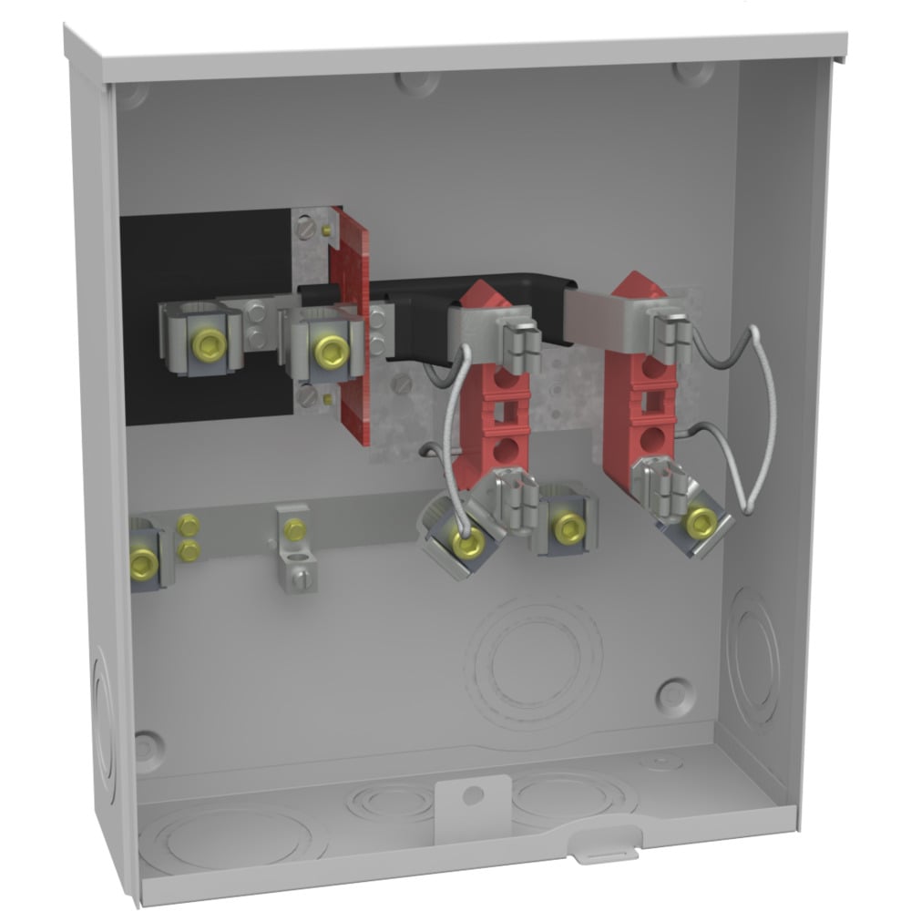 U1980-O-BL Single Position Meter Socket, 200 Amp, 1 Phase, Ringless, No Bypass, 4 Term, UG with Side Wireway, 600V, Bracket Provision