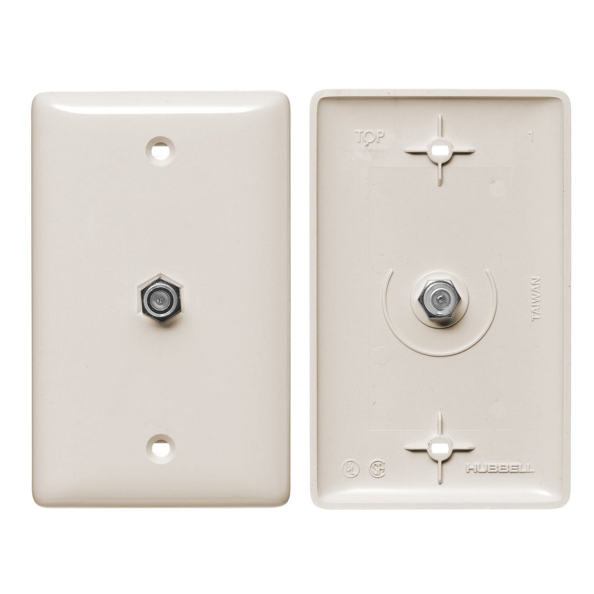 Plates, 1-Gang, With F Connector, Light Almond