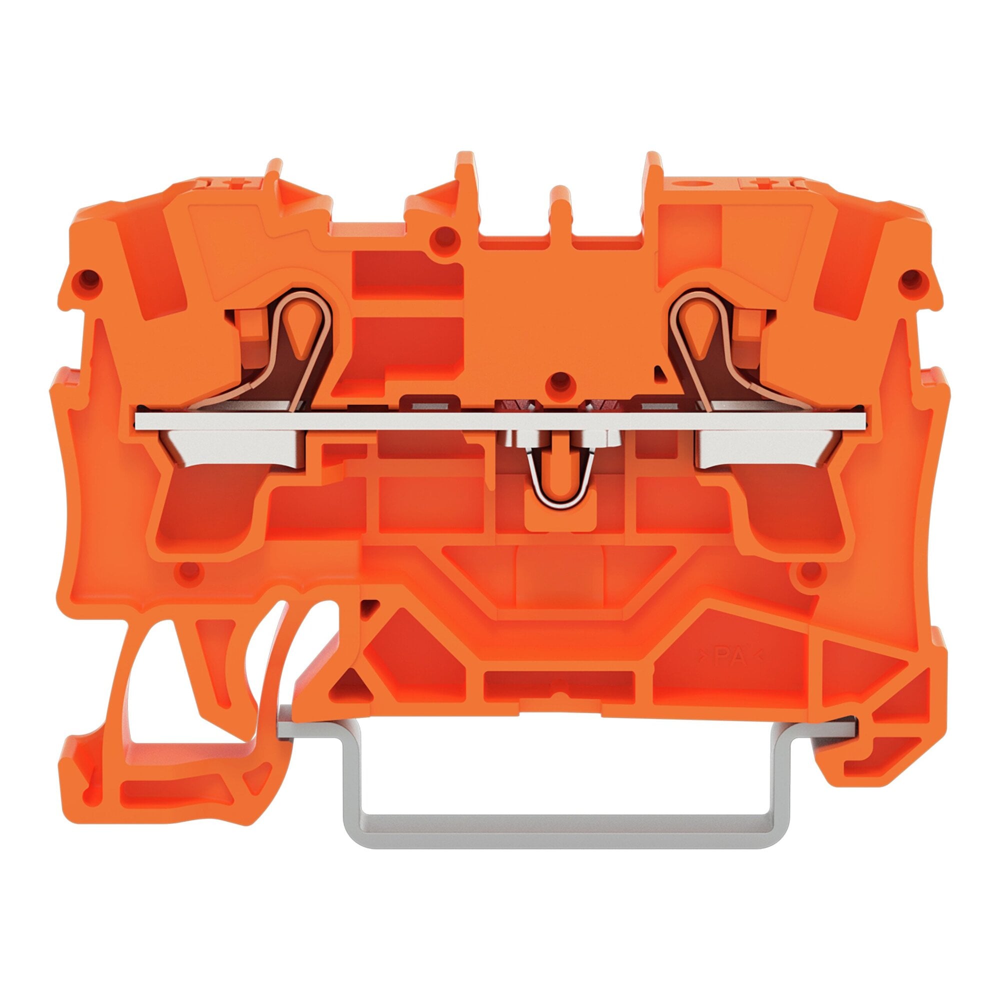 2-conductor through terminal block, with push-button 4 mm, orange