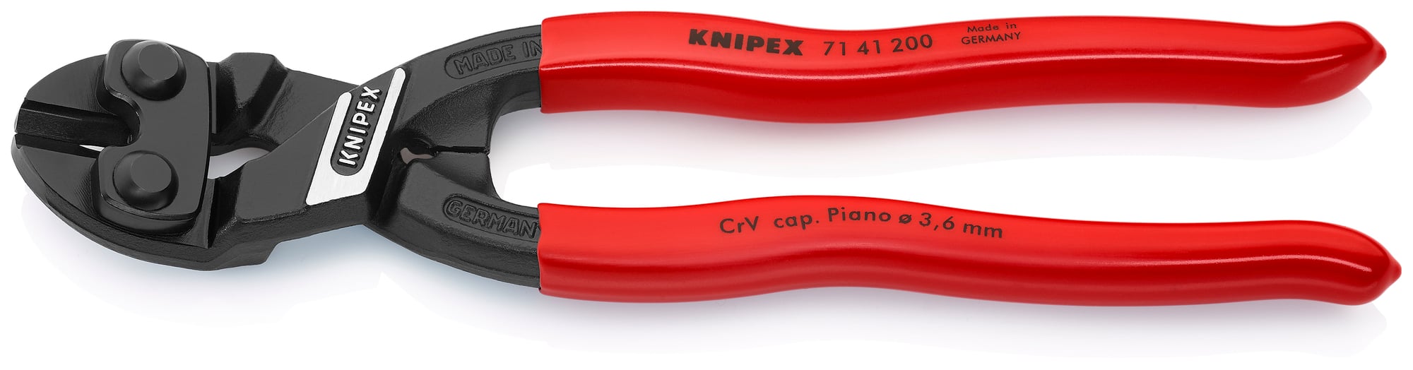 CoBolt High Leverage 20° Angled Compact Bolt Cutters-Notched Blade, 8 in., Plastic Coating, Bulk