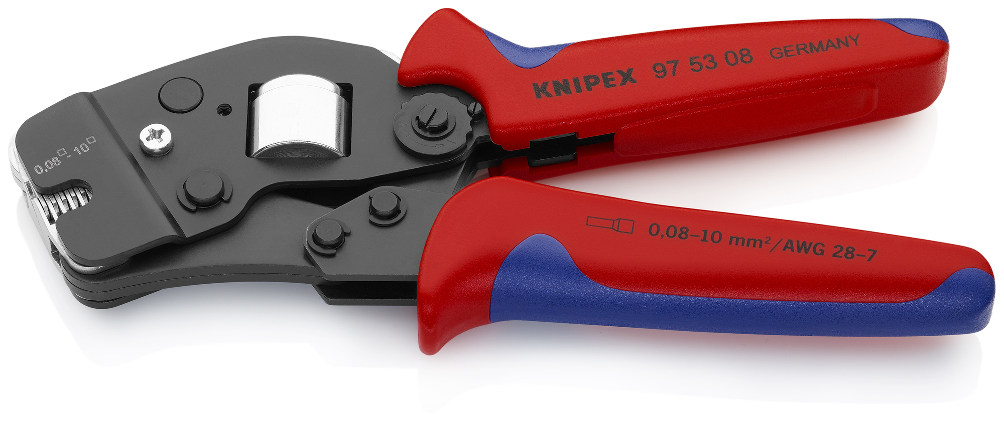 Self-Adjusting Crimping Pliers For Wire Ferrules, 7 1/2 in., Multi-Component, Automatic Square Crimp, 1 Crimp Position