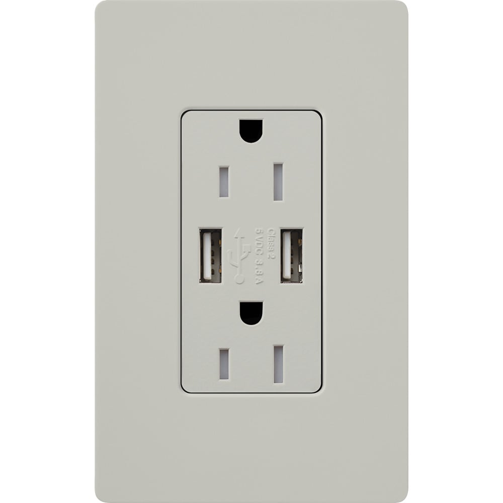 Satin Colors tamper-resistant USB receptacle, 125V, 15A in palladium