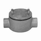 Eaton Crouse-Hinds series Condulet GUA conduit outlet box with cover, 3" cover opening diameter, Feraloy iron alloy, C shape, 3/4"