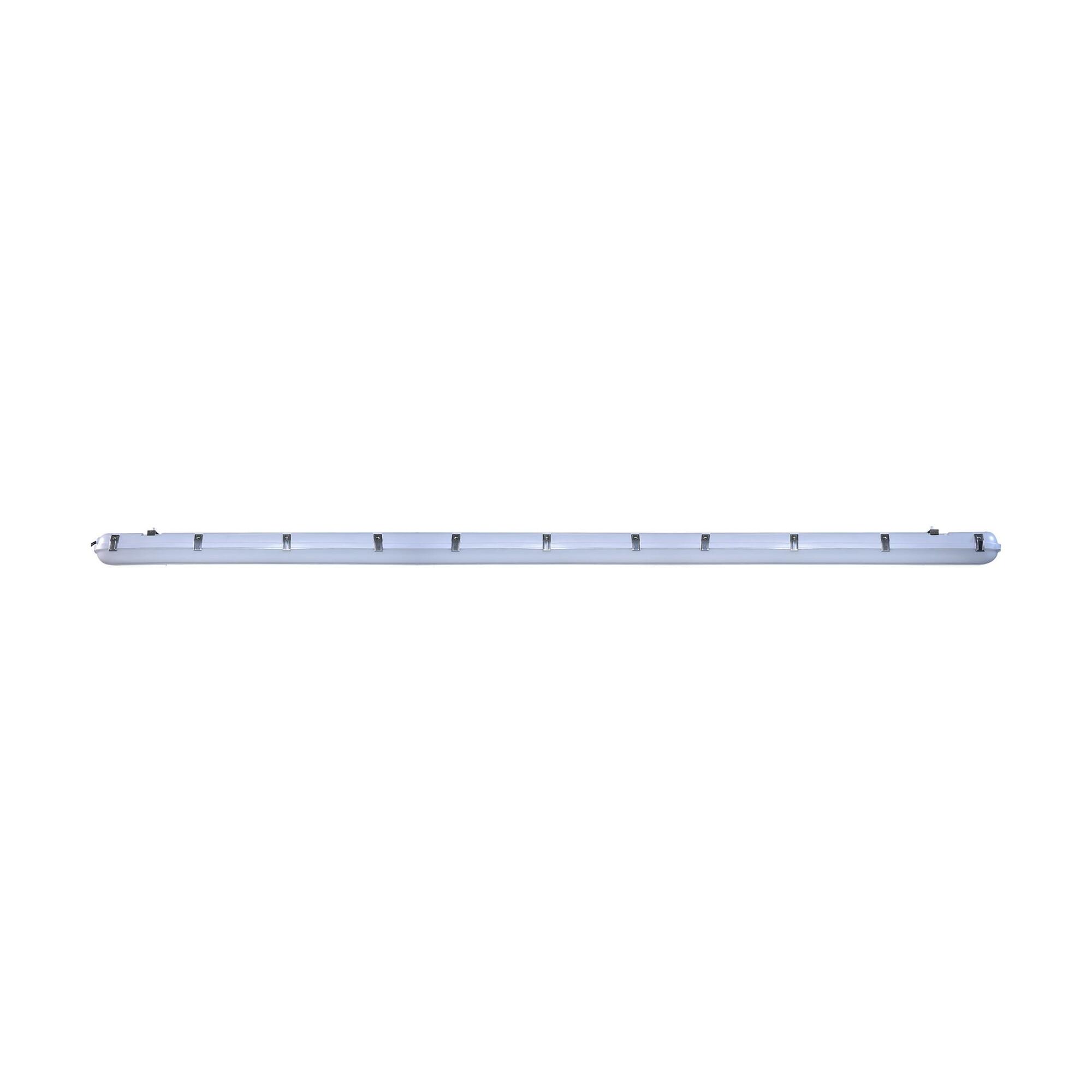 8 Foot - Vapor Tight Linear Fixture with Integrated Microwave Sensor - CCT & Wattage Selectable - IP65 and IK08 Rated