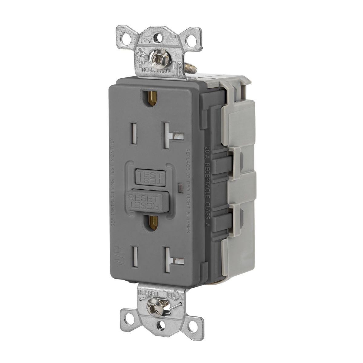 Straight Blade Devices, SNAP-Connect, Weather and Tamper-Resistant, AUTOGUARD, Self-Test, GFCI Receptacle, 20A 125V, 2-Pole 3-Wire Grounding, 5-20R, Gray