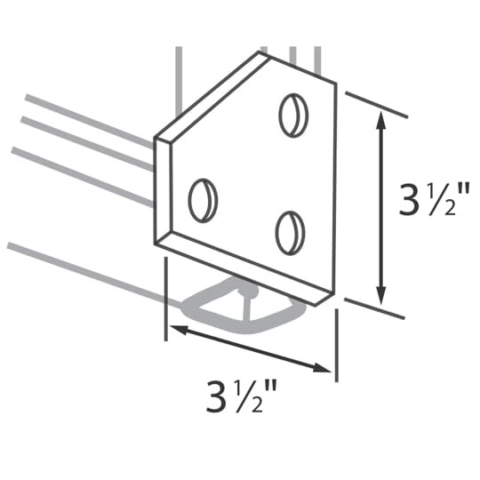 Three hole Steel Corner Plate with Hot-Dip Galvanized finish.