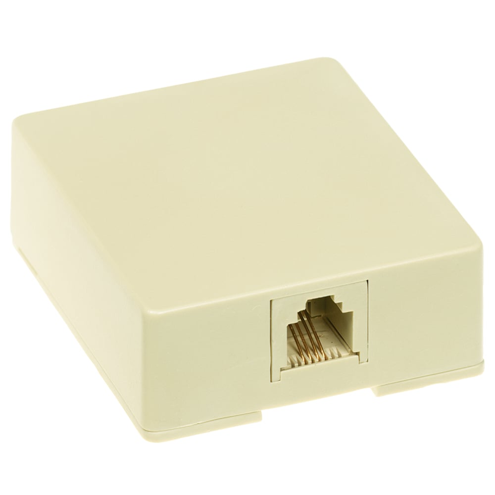 Four conductor Surface mount modular RJ11 Telephone Jack. Ivory.