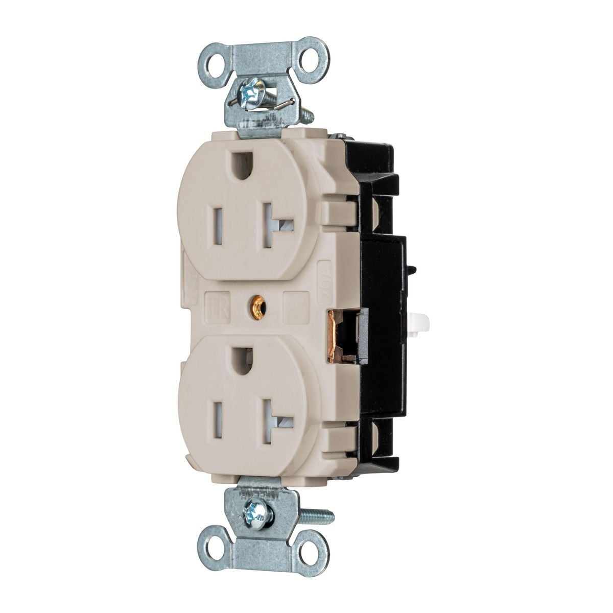 Straight Blade Devices, EdgeConnect, Duplex Receptacle, Commercial Grade, Tamper Resistant, 2-Pole 3-Wire, 20A 125V, 5-20R, Screwless Terminal, Light Almond