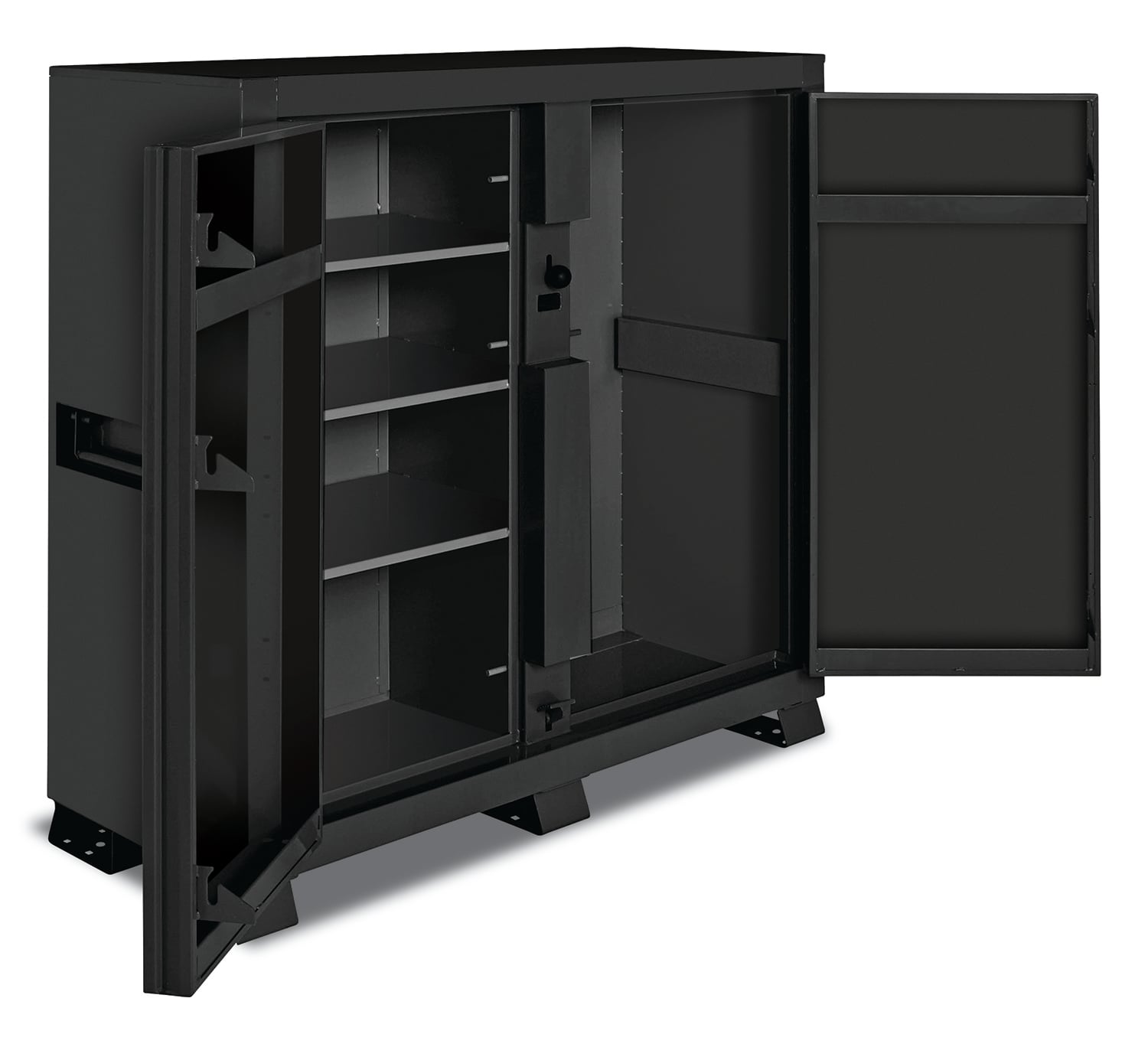 Southwire's two door cabinet gives you added piece of mind knowing your equipment and materials are safe and secure. With heavy duty shelves and a large vertical storage area, you can easily organize while securing your tools and equipment. With the Southwire Storage Cabinet, there is no better way to control and secure your livelihood. Two Door Cabinet