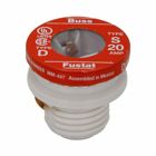 Eaton Bussmann series Type S plug fuse, Heavy-duty, packaging type blister pack, 125V, 20A, 10 kAIC, Time delay, Threaded, Plastic base