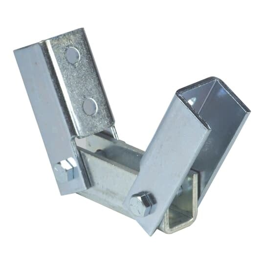 Channel, Double Angular Fitting, Adjustable - bolted, ElectroGalvanized, 1-5/8 inch wide, 1/4 inch thick.