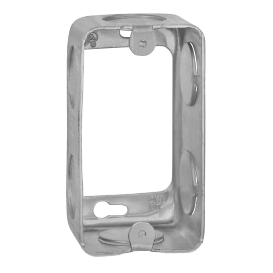 One Gang Utility Box Extension Ring, 13 Cubic Inches, 4 Inches Long x 2-1/8 Inches Wide x 1-7/8 Inches Deep, 3/4 Inch Knockouts, Pre-Galvanized Steel, Drawn Construction