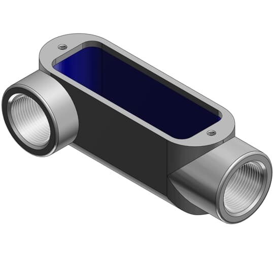 1/2 Inch Form 8, LR Conduit Body, Body Material Gray Iron with Zinc Plating and Baked On Epoxy Powder Coat with BlueKote Internal Coating for Use with Rigid/IMC Conduit