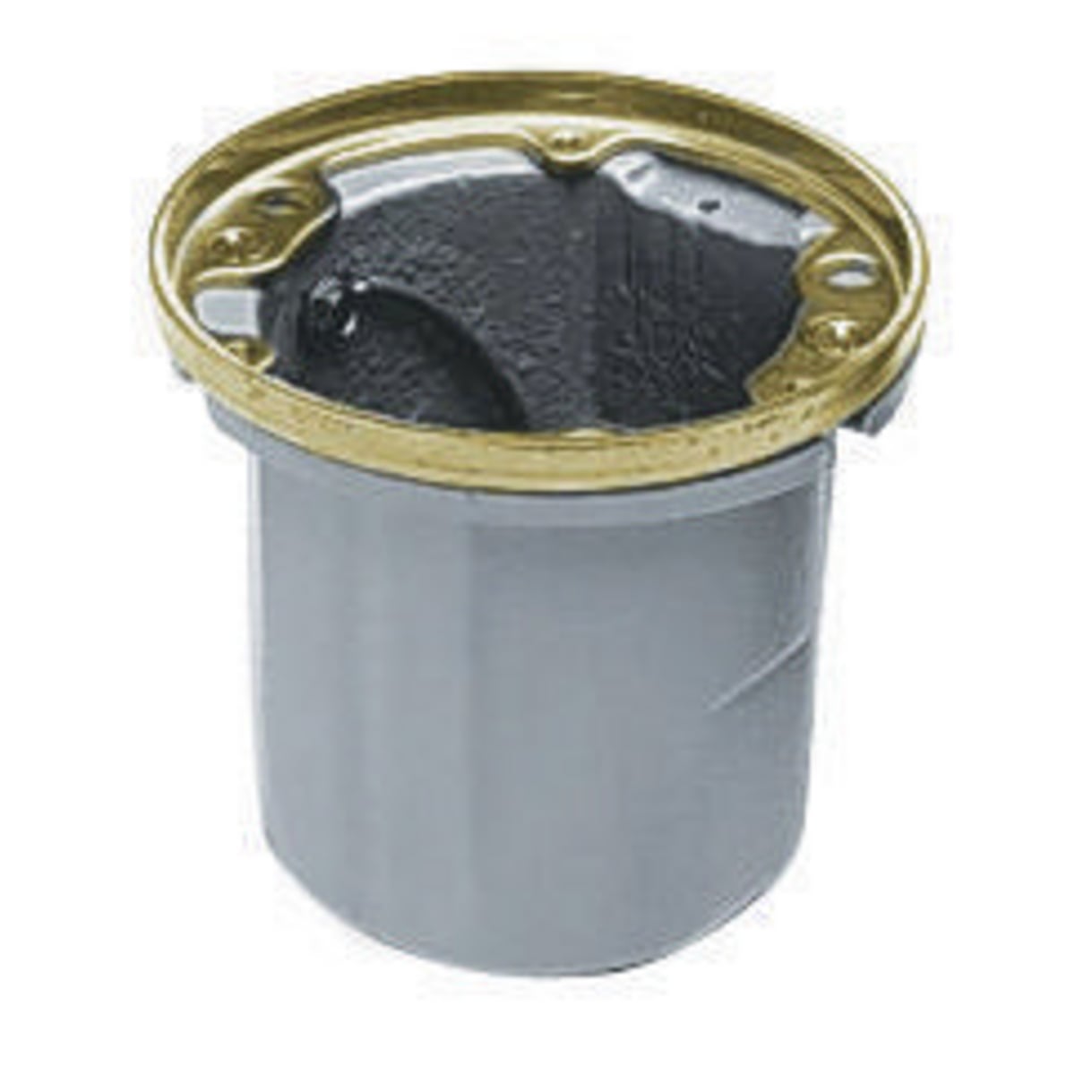 Flush Wooden Floor Box Series, 1-Gang, Round, Cast Iron Box, Non-Adjustable, Single Service, Brass Top