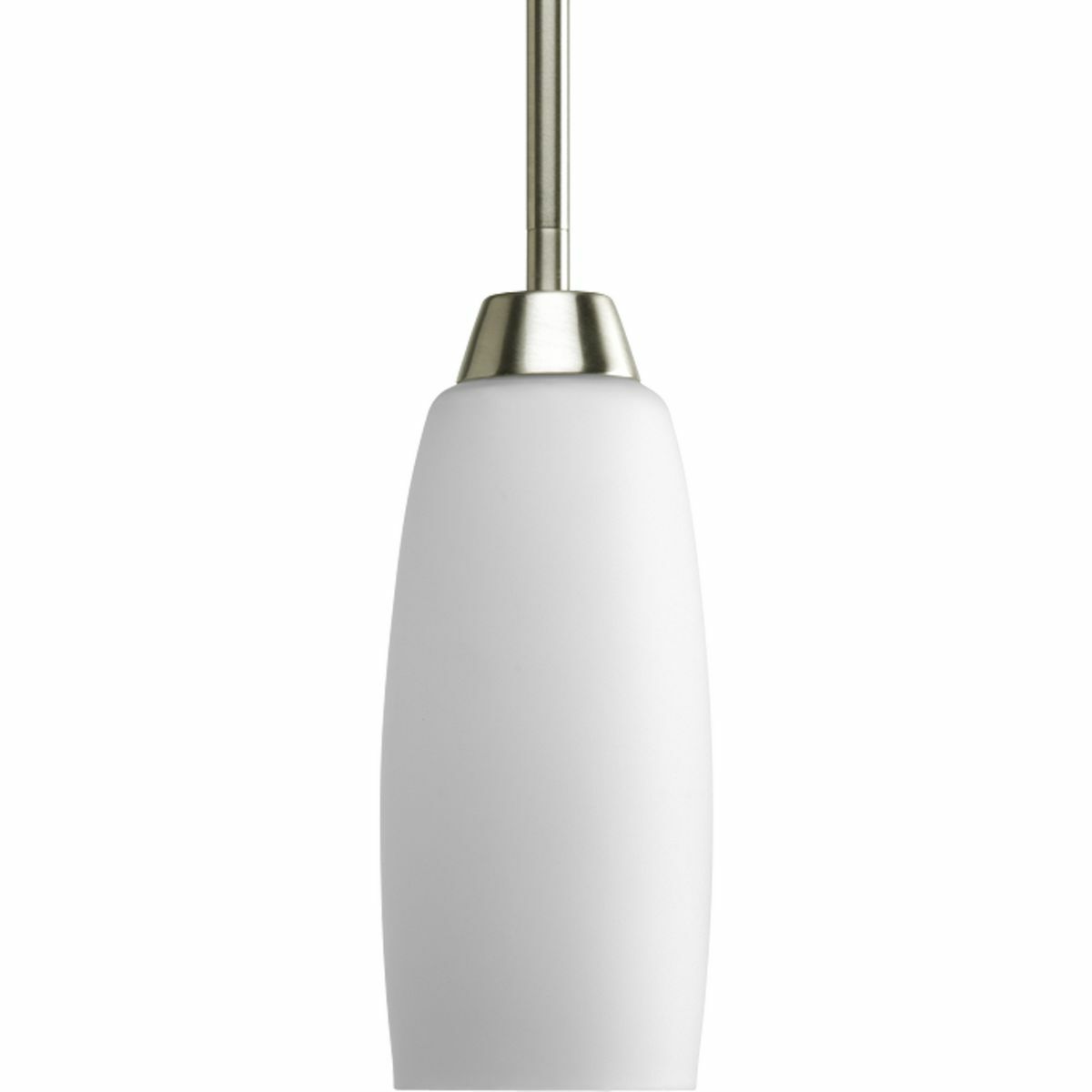 The Wisten Collection features sweeping arcs framing elegant, tapered glass shades. Cool and modern with a casual flair, Wisten provides a signature look to any room. Universal style for use with fans that accept an accessory light. One-light mini-pendant with elegant arm and etched glass. Incorporates a minimalist design style and represents a shift in trends to highlight a less complicated, clean design.