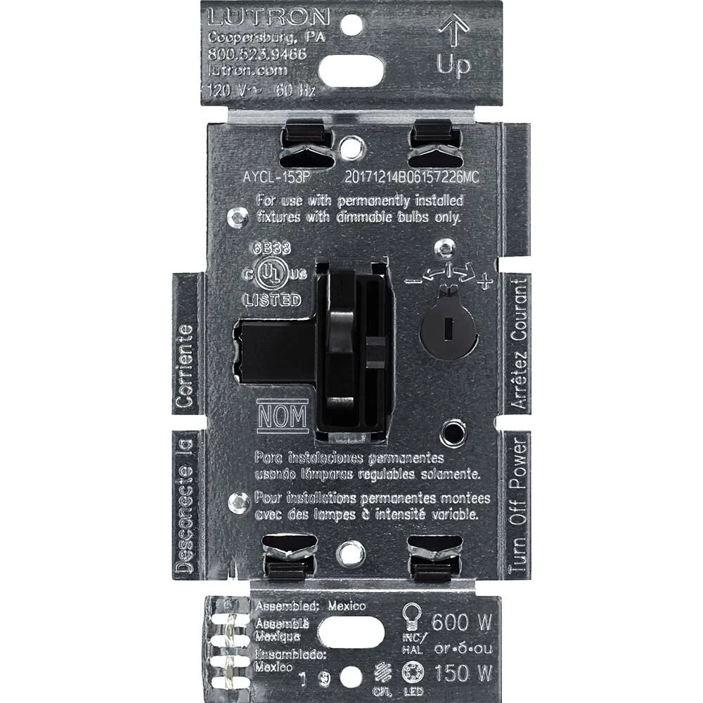 Ariadni LED&#x2B; Dimmer, LED, Incandescent/Halogen, 3-way/single-pole, 150W LED or 600W inc/hal in black