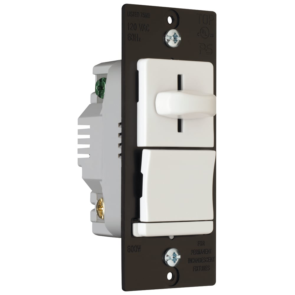 Incandescent Slide Dimmer, Preset 3way 600W, White