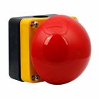 M22 Complete Palm Switch, 22.5 mm, Mushroom Head Button, Maintained, Non-illuminated, Button: Red, NC, IP67, IP69K, NEMA 4X, 13, 100,000 Operations, Base: Black, Enclosure: Yellow