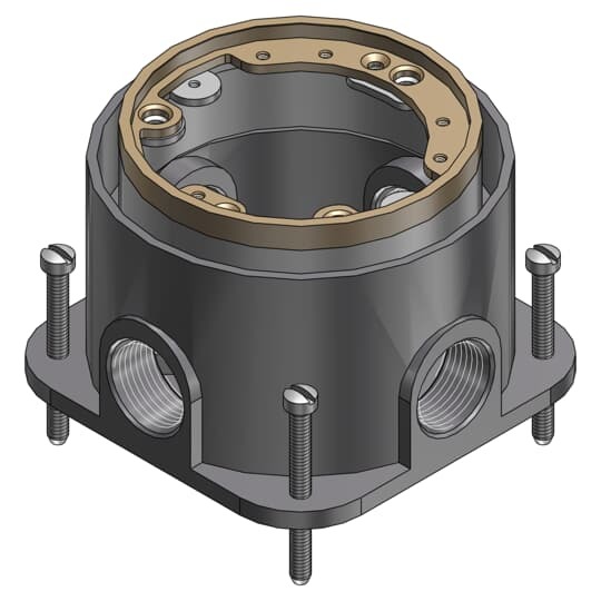 Single Gang Flush Service Floor Box, 56 Cubic Inches, Length 5-1/8 Inches, Width 4-1/4 Inches, Depth 3-9/16 Inches, Hub Size 1/2 Inches, Cast Iron