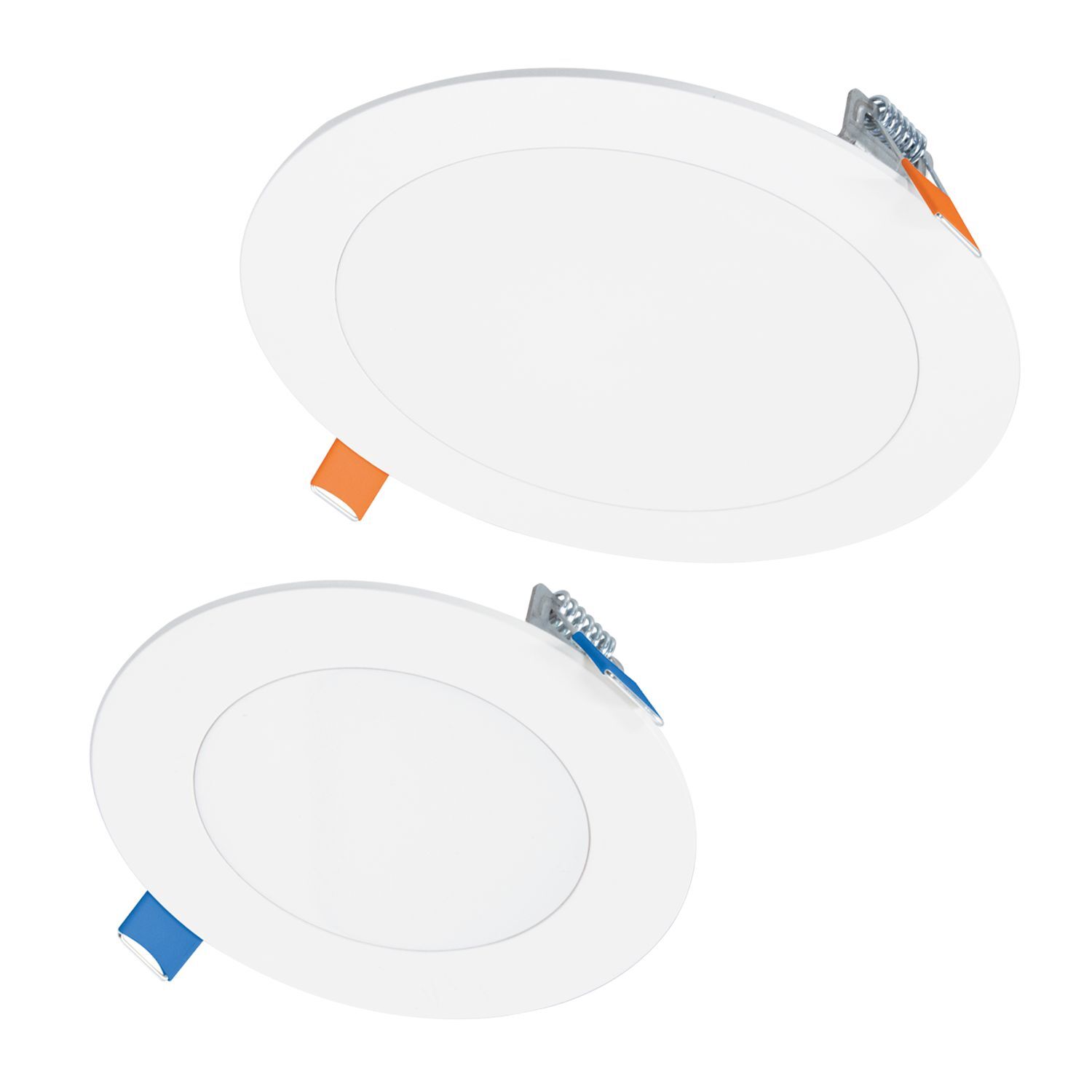6-inch Round Canless LED Downlight, 900 lumens, 90+CRI, 5-Color Field-SeleCCTable, 120V 60Hz. Matte White Finish.