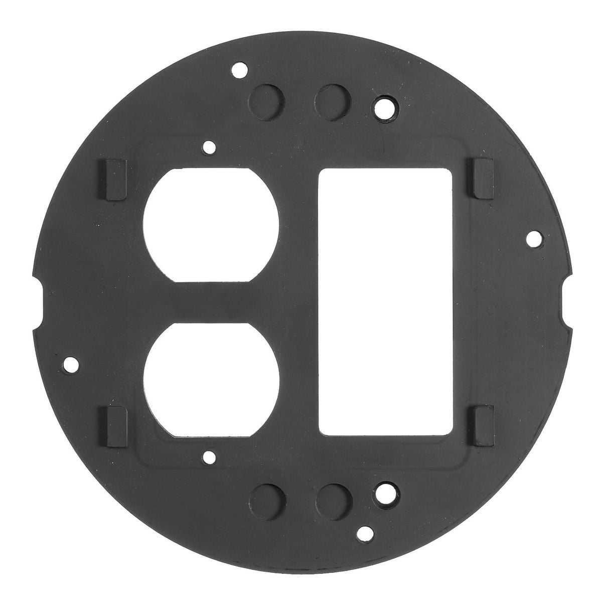 In-Floor Delivery Systems, SystemOne, Sub-Plate, (1) Duplex Opening, (1) StyleLine Decorator Opening, Black