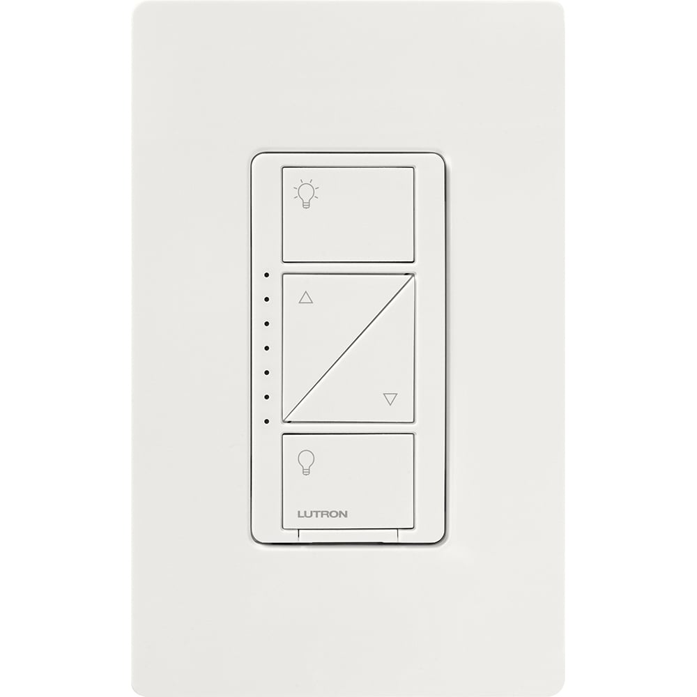 Caseta Wireless 3-way/single-pole RF dimmer for LED, CFL, Incandescent, Halogen, or Magnetic Low Voltage, 1000W/VA, neutral optional in white